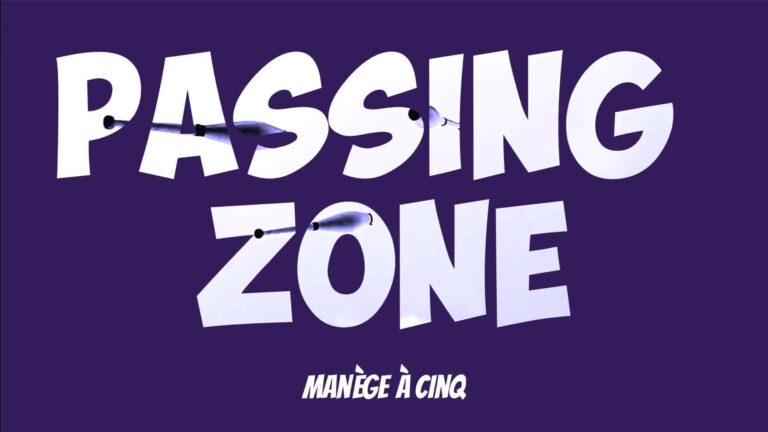 Passing Zone: Manege a cinq title card. Purple background with the title in white. - Passing Zone