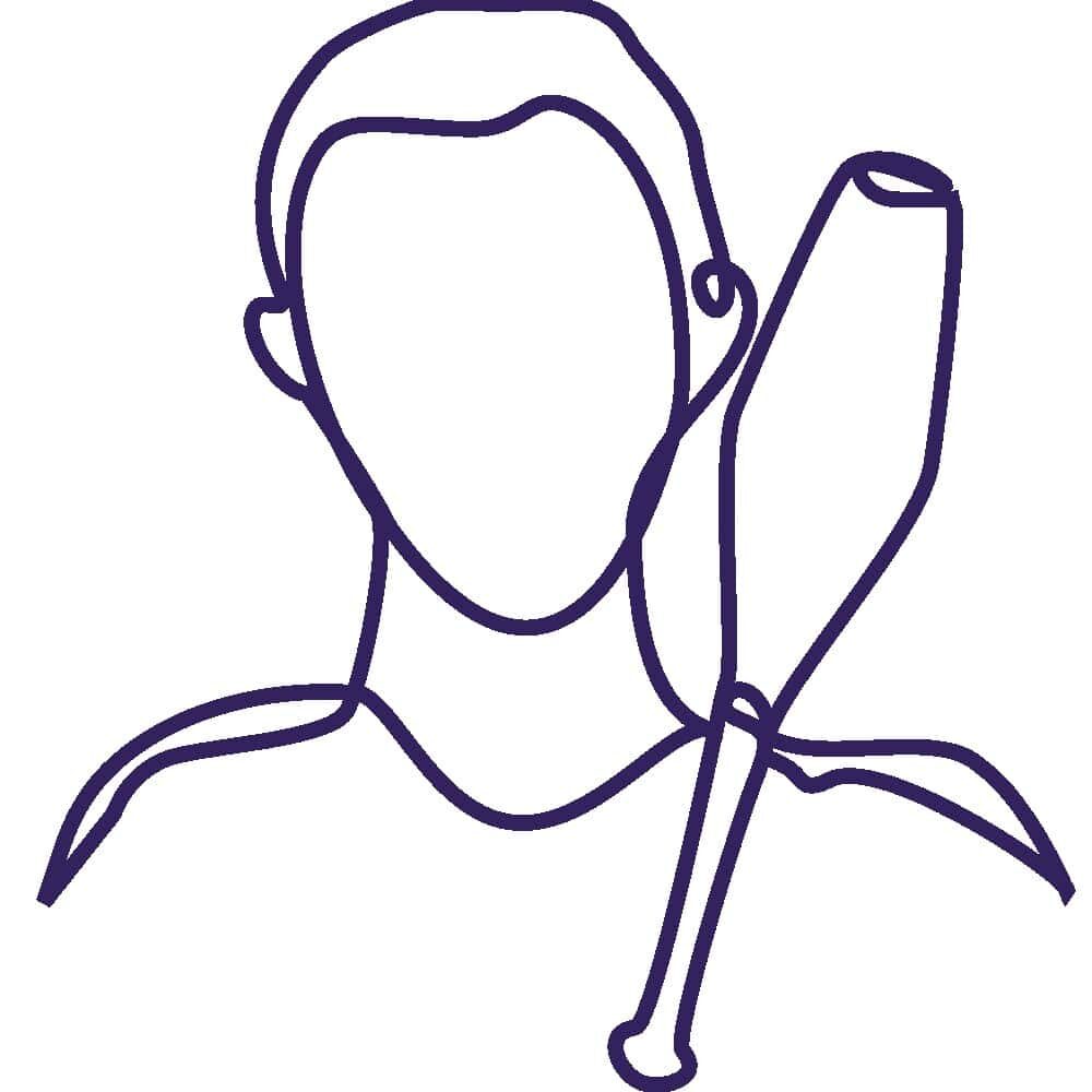 Line drawing of a person with a baseball bat over their shoulder. - Passing Zone