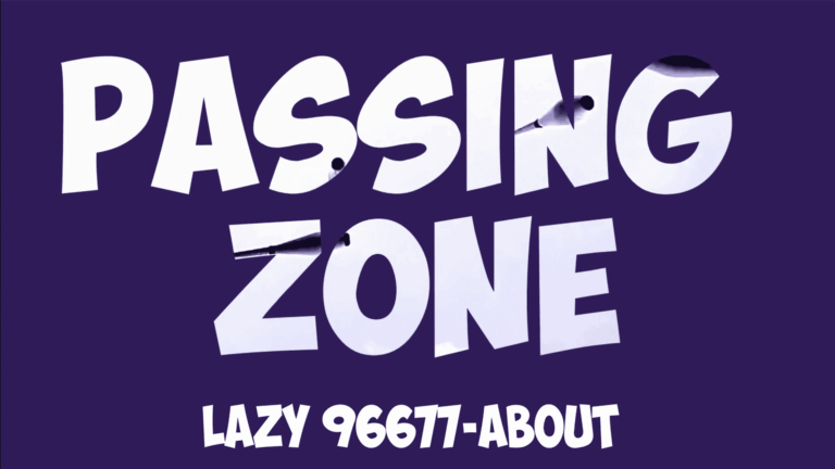 Passing Zone Lazy 96677-About text graphic on purple background. - Passing Zone