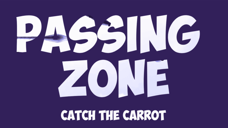 Passing Zone: Catch the Carrot game title screen on purple background. - Passing Zone