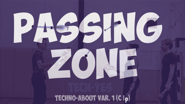 Passing Zone: Three jugglers practicing club passing. TechYes blog image. - Passing Zone